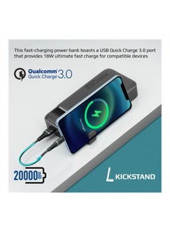 بروميت بنك طاقة بقدرة 20000 مللي أمبير في الساعة ومنفذ USB-C PD بقدرة 20 وات وتقنية QC 3.0 باللون الأسود  - Image 3