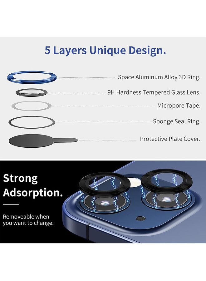 MARGOUN Apple iPhone 14 Camera Lens Protector 9H Tempered Glass Scratch Resistant HD Lens Shield Black  - Image 5