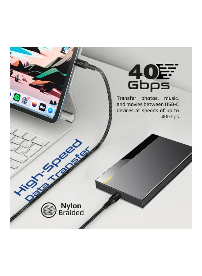 بروميت - كابل آيفون 15، كابل شحن سريع فائق السرعة 240 وات USB-C بطول 1 متر أسود أسود - Image 1