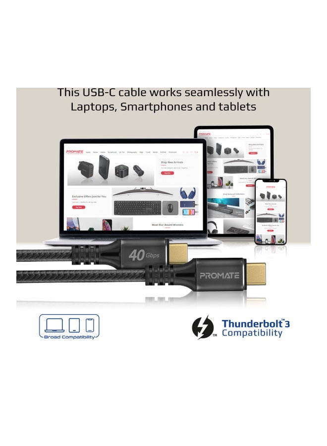 بروميت - كابل آيفون 15، كابل شحن سريع فائق السرعة 240 وات USB-C بطول 1 متر أسود أسود - Image 1
