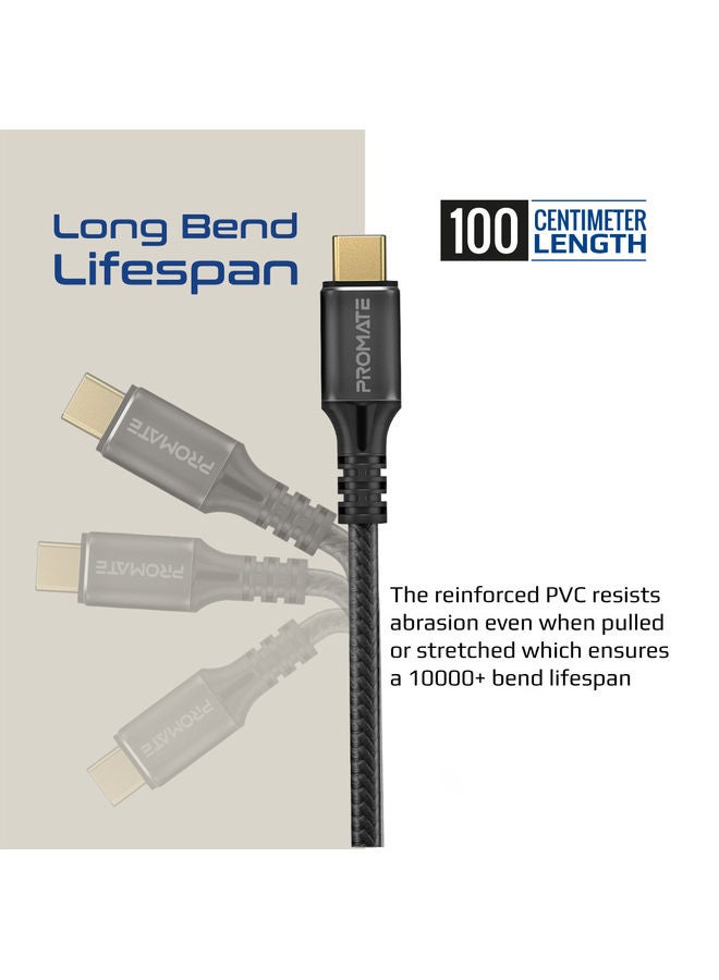 بروميت - كابل آيفون 15، كابل شحن سريع فائق السرعة 240 وات USB-C بطول 1 متر أسود أسود - Image 1