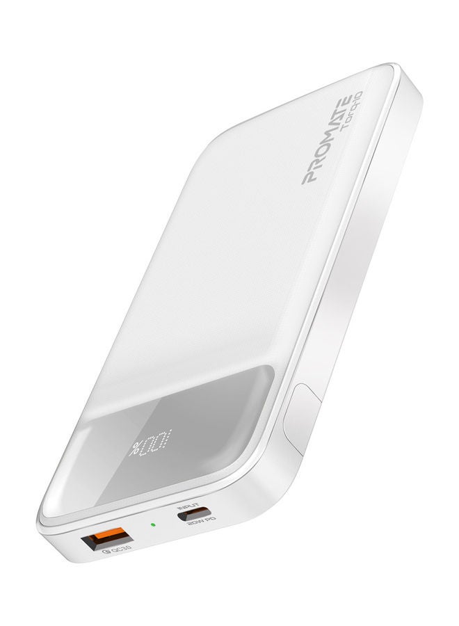 PROMATE - 10000 mAh Power Bank 20W USB-C PD Port and QC 3.0.White White - Image 1