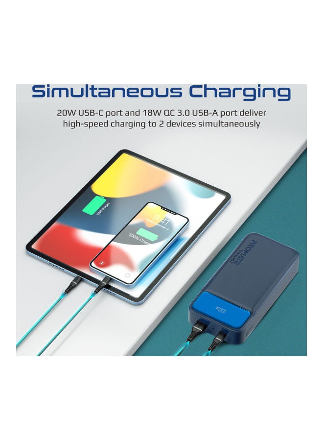 PROMATE - iPhone 15 20000mAh Power Bank 20W USB-C PD Port and QC 3.0.Navy Navy - Image 1