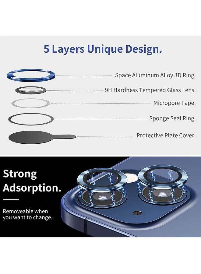 MARGOUN Camera Lens Protector 9H Tempered Glass Scratch Resistant HD Lens Shield For Apple iPhone 14 Blue - Image 5