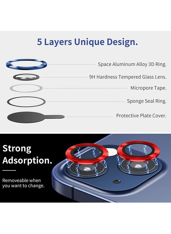 MARGOUN Camera Lens Protector 9H Tempered Glass Scratch Resistant HD Lens Shield For Apple iPhone 14 Red - Image 5