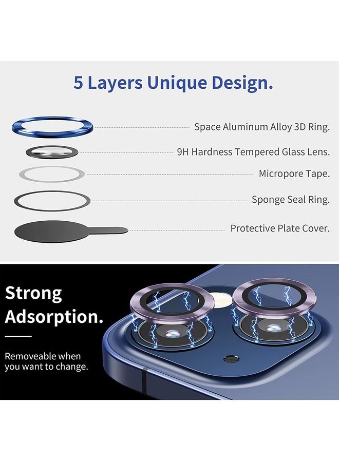 MARGOUN Camera Lens Protector 9H Tempered Glass Scratch Resistant HD Lens Shield For Apple iPhone 14 Plus Purple  - Image 5
