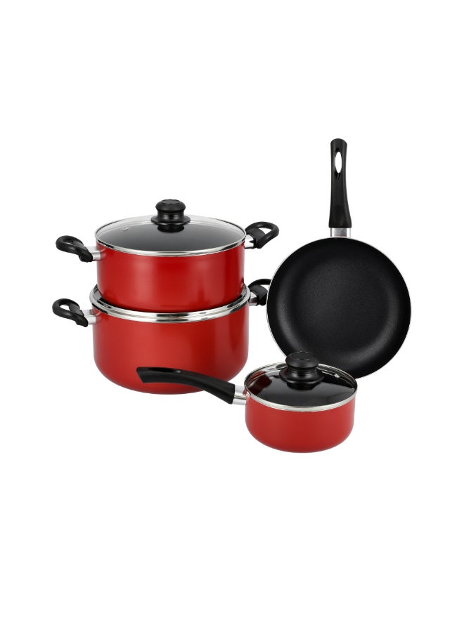 Pentola - 7 Piece Non Stick Cookware Set Red 20x9cm - Image 1