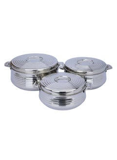 Alsaif 3-Piece Hot Pot Set Stainless Steel Silver 2.5Liters  - Image 1