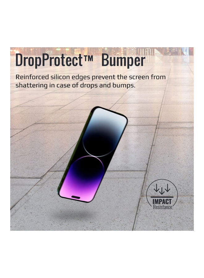 PROMATE - DropProtect Clear 3D Glass Screen Protector With Built-in Bumper For iPhone 14 Pro Max Clear - Image 1