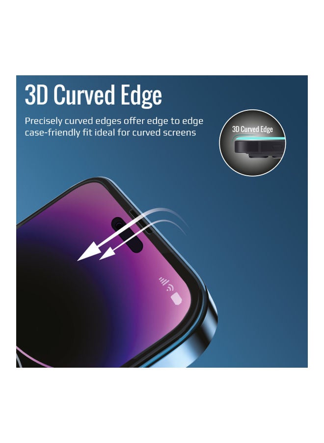 PROMATE - DropProtect Clear 3D Glass Screen Protector With Built-in Bumper For iPhone 14 Pro Max Clear - Image 1