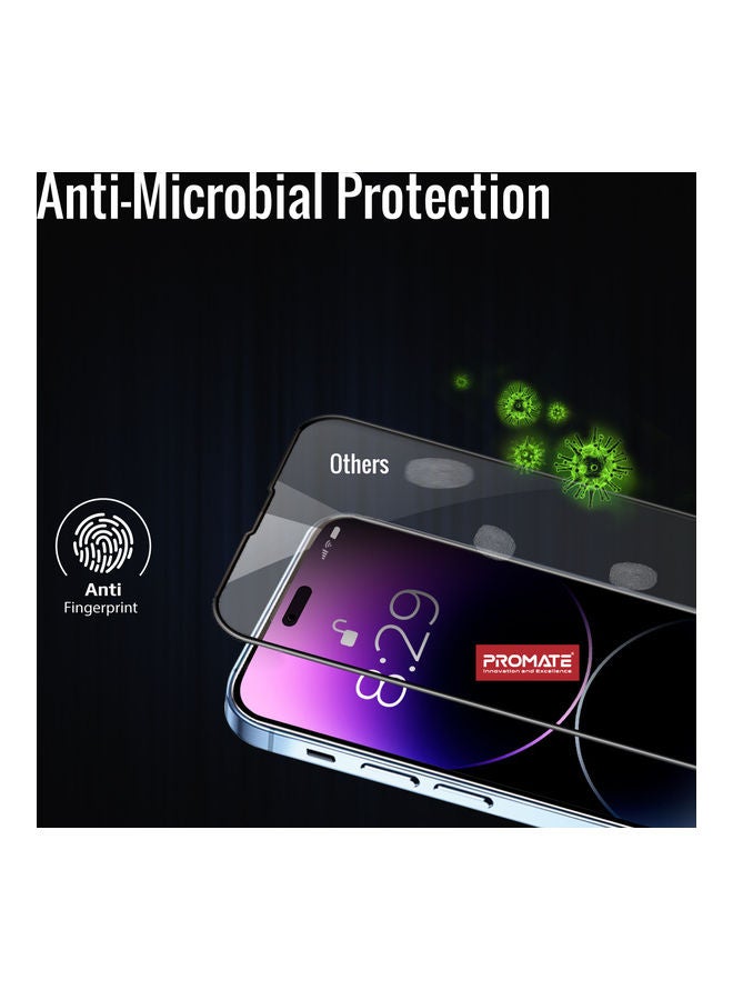 PROMATE - DropProtect Clear 3D Glass Screen Protector With Built-in Bumper For iPhone 14 Pro Max Clear - Image 1