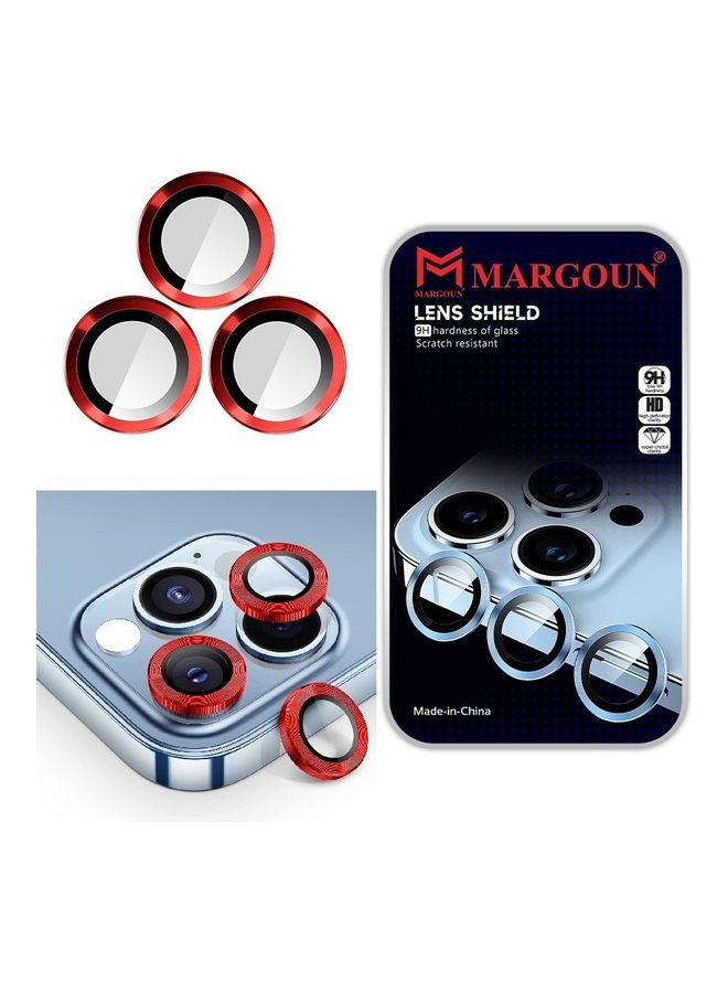 MARGOUN iPhone 14 Pro Max Camera Lens Shield Protector 9H Tempered Glass Scratch Resistant HD Lens Shield Red - Image 1