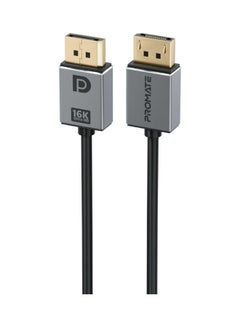 بروميت بروميت كابل Display Port 2.0 مع شاشة HD 16K و60 هرتز وعرض نطاق 80 جيجابت في الثانية وكابل رفيع بطول 2 متر أسود أسود  - Image 1