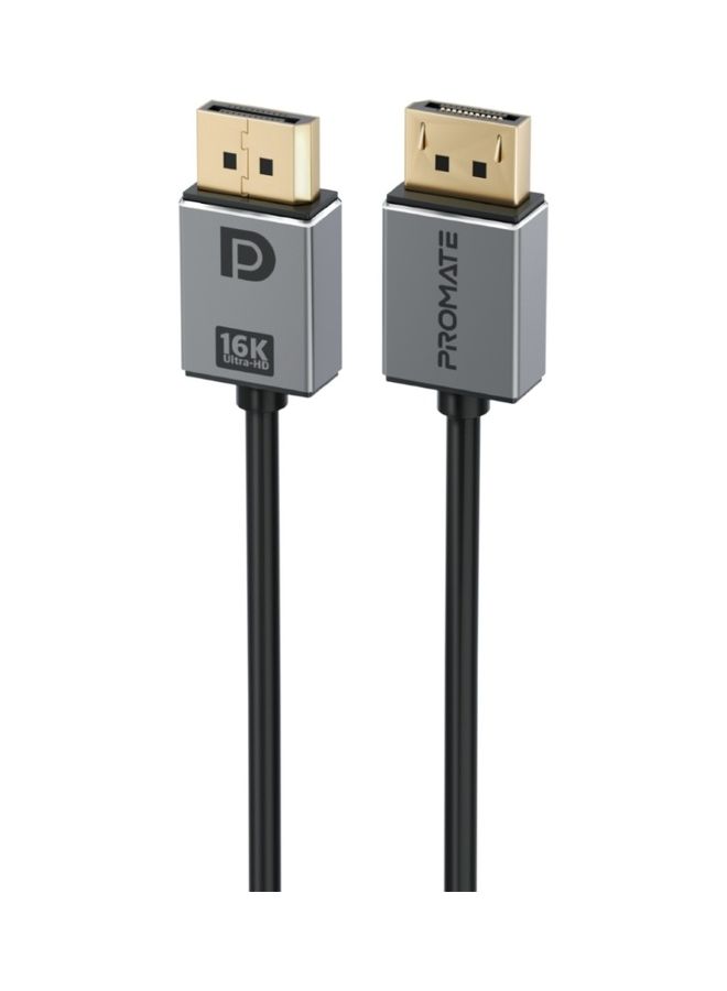 PROMATE Display Port 2.0 Cable With HD 16K 60Hz Display 80Gbps Bandwidth And 2 Meter Slim Cable Black Black  - Image 1
