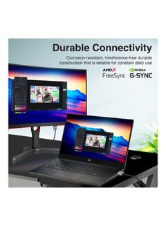 بروميت بروميت كابل Display Port 2.0 مع شاشة HD 16K و60 هرتز وعرض نطاق 80 جيجابت في الثانية وكابل رفيع بطول 2 متر أسود أسود  - Image 5