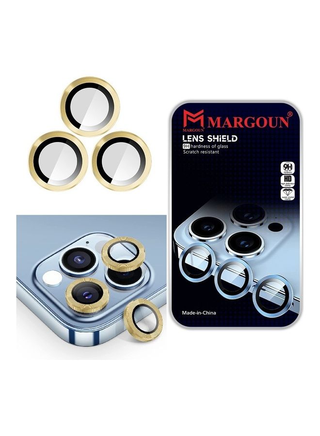 MARGOUN iPhone 14 Pro Camera Lens Shield Protector 9H Tempered Glass Scratch Resistant HD Lens Shield Gold - Image 1