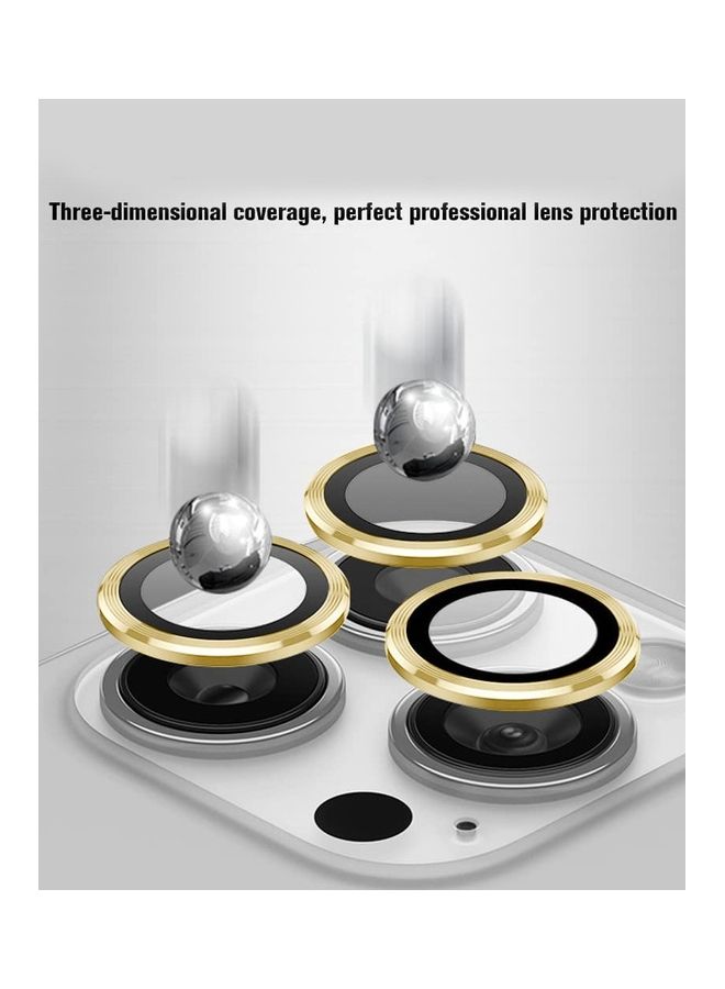 MARGOUN iPhone 14 Pro Camera Lens Shield Protector 9H Tempered Glass Scratch Resistant HD Lens Shield Gold - Image 3