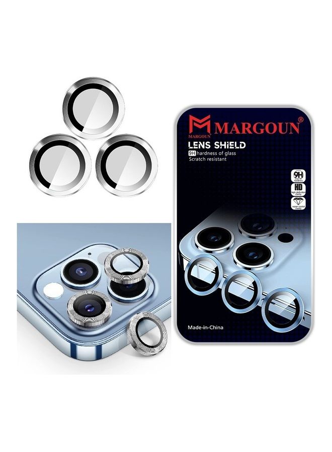 MARGOUN iPhone 14 Pro Max Camera Lens Shield Protector 9H Tempered Glass Scratch Resistant HD Lens Shield Silver - Image 1