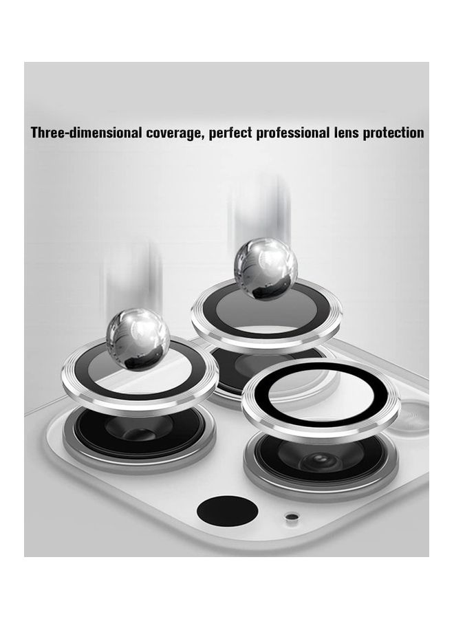 MARGOUN iPhone 14 Pro Max Camera Lens Shield Protector 9H Tempered Glass Scratch Resistant HD Lens Shield Silver - Image 3