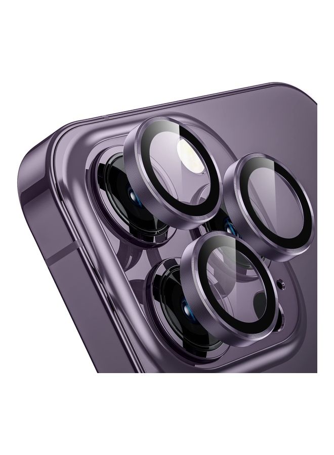 مارجون مجموعة لاصقة حماية للشاشة من الزجاج المقوى وواقيات لعدسة الكاميرا وغطاء حماية شفاف بتغطية كاملة لحماية من الأمام والخلف لهاتف آيفون 14 برو ماكس من 3 قطع شفاف/أرجواني - Image 2