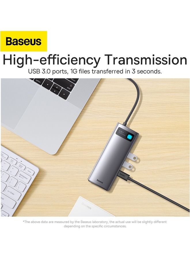 Baseus - HUB Docking Station 6-in-1 USB-C to 3x USB 3.0 + USB-C PD + microSD/SD compatible for MacBook Pro/Air, iPad Pro 2018/2022 and many more Grey - Image 1
