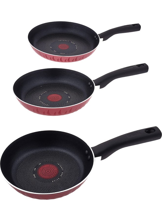 السيف  طقم مقالي غير لاصقة مكون من 3 قطع أسود/أحمر مقلاة كبيرة 28 سم ومقلاة وسط 24 سم ومقلاة صغيرة 20 سم أسود/أحمر Big Frying Pan (28), Medium Frying Pan (24), Small Frying Pan (20)سم - Image 2