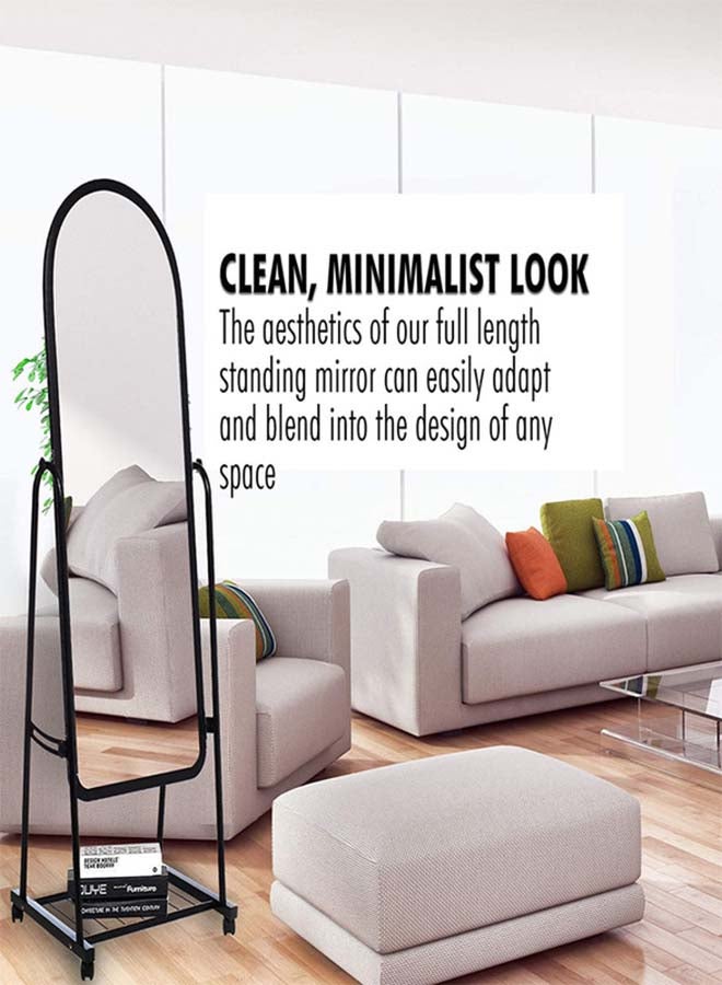 fashionhome Floor Full Length Mirror with Holder Glass Black 160x31cm  - Image 2