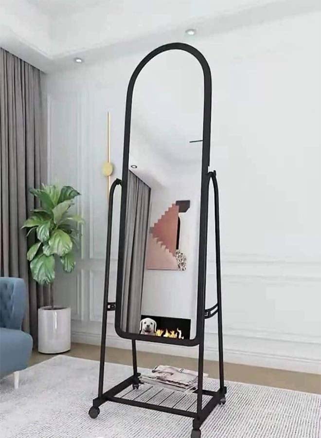 fashionhome Floor Full Length Mirror with Holder Glass Black 160x31cm  - Image 1