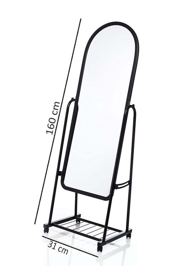 fashionhome Floor Full Length Mirror with Holder Glass Black 160x31cm  - Image 5