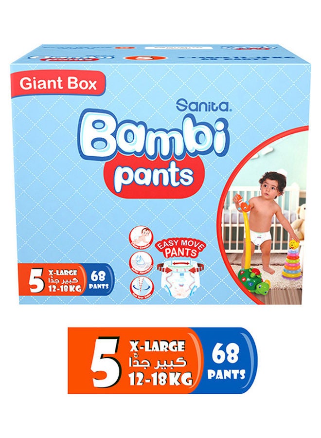 Pants Giant Box, Size 5, X Large 12-18 Kg, 68 Count