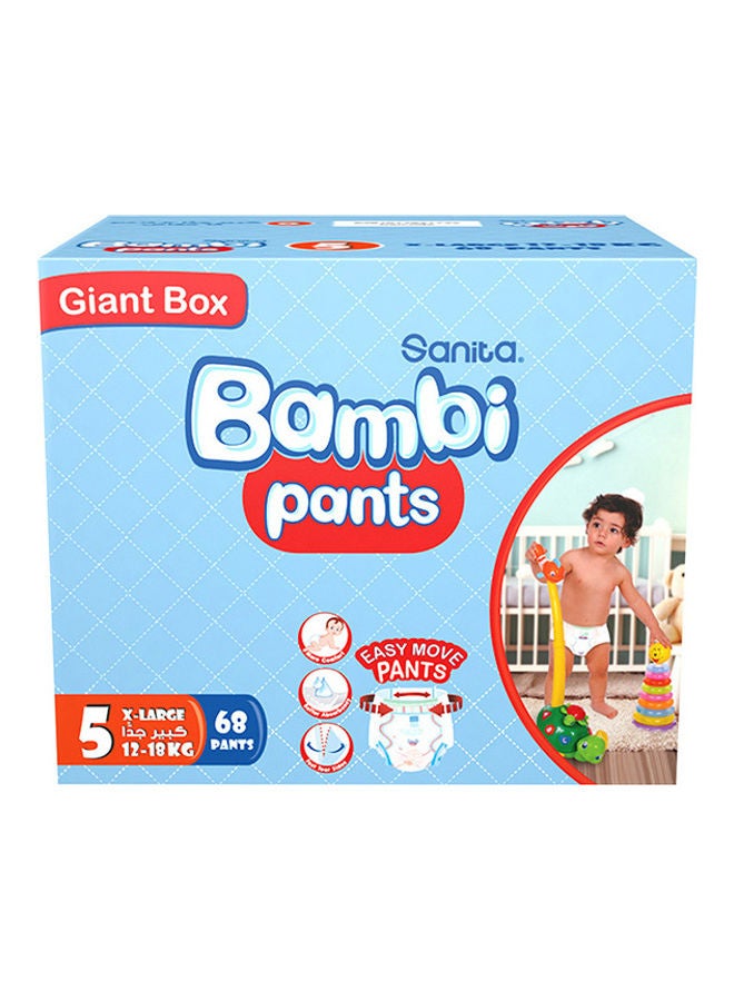 Pants Giant Box, Size 5, X Large 12-18 Kg, 68 Count