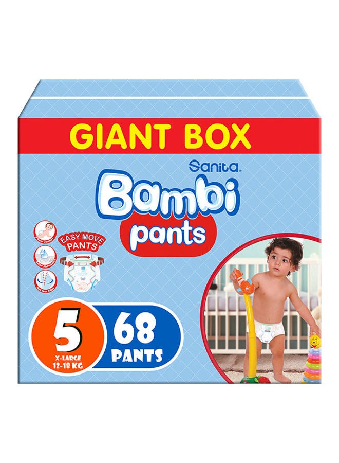 Pants Giant Box, Size 5, X Large 12-18 Kg, 68 Count