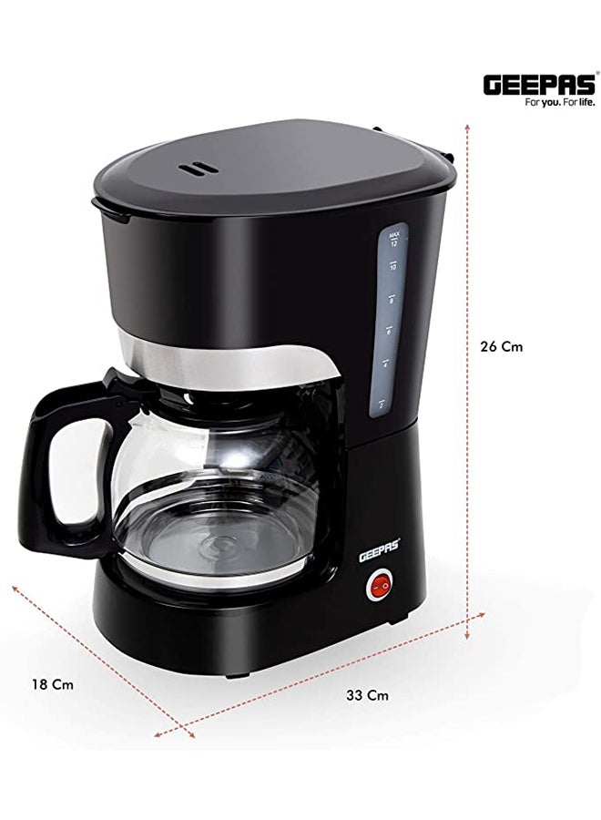 GEEPAS - Coffee Maker, Filter Coffee Machine, | High Temperature Glass Carafe | Keep Warm & Anti-Drip Function | Reusable Filter | On/ Off Switch with Indicator Light 1.5 L 850 W GCM6103 Black/Clear - Image 1