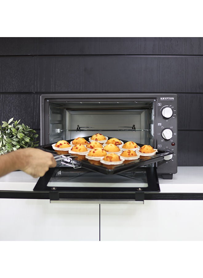 KRYPTON - 6-IN-1 Multi-Functional Counter Top Electric Kitchen Oven With Powerful Rotisserie, Crumb Tray, Perfect For Grilling, Toasting And Roasting, 100- 250°C Adjustable Temperature, 60 Minutes Timer with Bell Ring & Power Indicator Light 45 L 2000 W KNO6246 Black - Image 1
