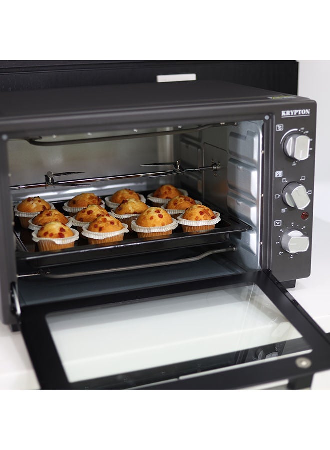 KRYPTON - 6-IN-1 Multi-Functional Counter Top Electric Kitchen Oven With Powerful Rotisserie, Crumb Tray, Perfect For Grilling, Toasting And Roasting, 100- 250°C Adjustable Temperature, 60 Minutes Timer with Bell Ring & Power Indicator Light 45 L 2000 W KNO6246 Black - Image 1
