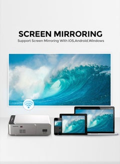 Wownect Android 3500 Lumens/Screen Size Upto 120 Inch For Small/Big Room Native Res 720P Download Apps Bluetooth Wifi Home Theater Portable Projectors With Hdmi/Usb/Av Ports 89 Silver  - Image 2