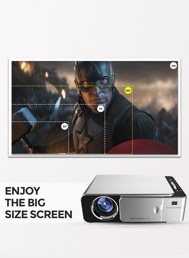 Wownect - Android 3500 Lumens/Screen Size Upto 120 Inch For Small/Big Room Native Res 720P Download Apps Bluetooth Wifi Home Theater Portable Projectors With Hdmi/Usb/Av Ports 89 Silver - Image 1