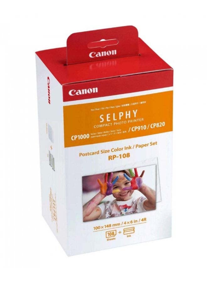 High-Capacity Colour Ink And Paper Set 108 Sheets White 