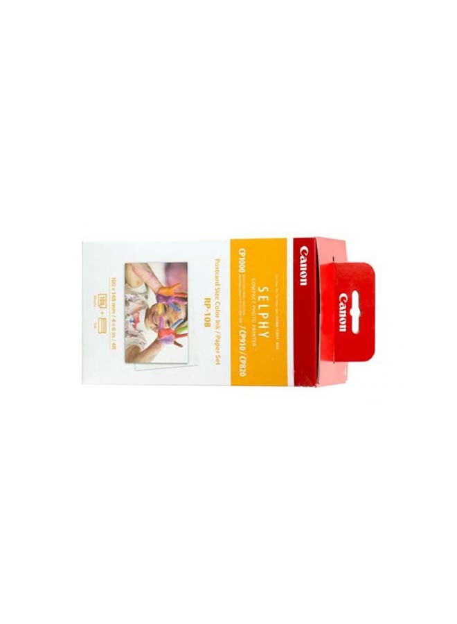 High-Capacity Colour Ink And Paper Set 108 Sheets White 