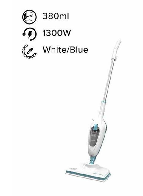 Steam Mop, Superheated Steam, 180° Swivel Steering , Microfiber Pad, 4m Cable, Safe on All Sealed Floors, for Home & Office, ECO Friendly, 1300 W FSM13E1-B5 White/Blue
