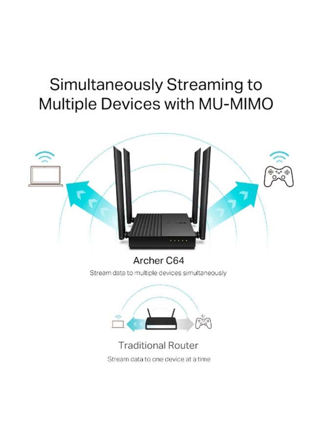 TP-LINK - Archer C64 AC1200 Wireless MU-MIMO WiFi Router Black - Image 1