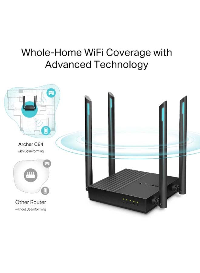 TP-LINK - Archer C64 AC1200 Wireless MU-MIMO WiFi Router Black - Image 1