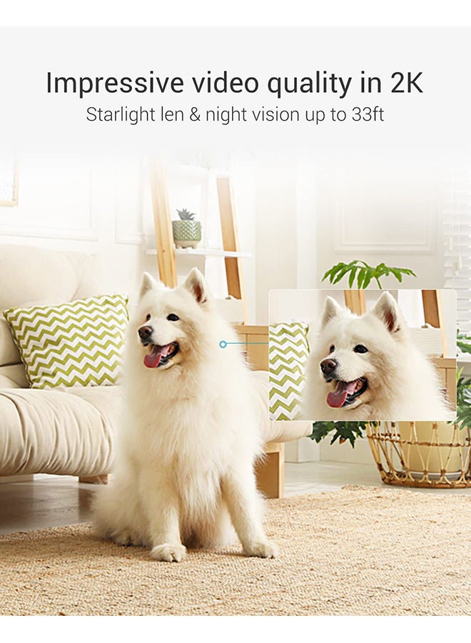 EZVIZ - C6 Pan & Tilt Wi-Fi Camera 4MP 4mm, 360° Panoramic View, 2K Resolution, Privacy Shutter, MicroSD Card up to 256 GB, Auto-Zoom Tracking, True-WDR, Two-Way Talk, EZVIZ Cloud Play Storage, Person Detection, Color Vision with Starlight Lens - CS-C6 White - Image 1