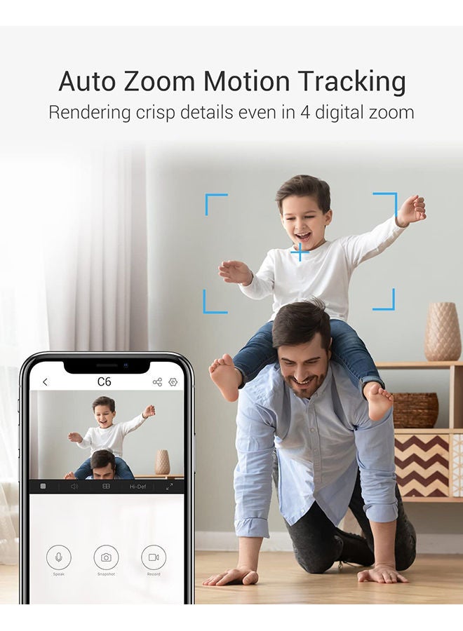 C6 Pan & Tilt Wi-Fi Camera 4MP 4mm, 360° Panoramic View, 2K Resolution, Privacy Shutter, MicroSD Card up to 256 GB, Auto-Zoom Tracking, True-WDR, Two-Way Talk, EZVIZ Cloud Play Storage, Person Detection, Color Vision with Starlight Lens - CS-C6 White - v1668435292/N52791538A_3