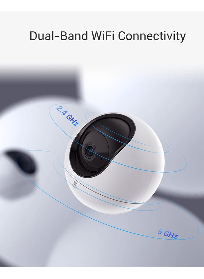 EZVIZ - C6 Pan & Tilt Wi-Fi Camera 4MP 4mm, 360° Panoramic View, 2K Resolution, Privacy Shutter, MicroSD Card up to 256 GB, Auto-Zoom Tracking, True-WDR, Two-Way Talk, EZVIZ Cloud Play Storage, Person Detection, Color Vision with Starlight Lens - CS-C6 White - Image 1