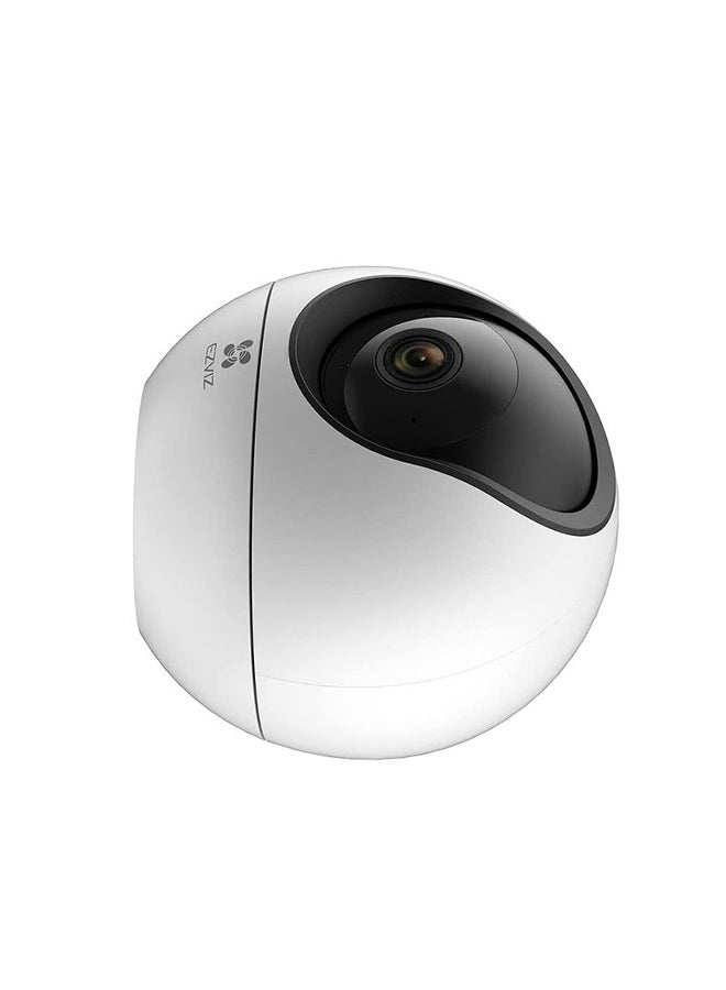 EZVIZ - C6 Pan & Tilt Wi-Fi Camera 4MP 4mm, 360° Panoramic View, 2K Resolution, Privacy Shutter, MicroSD Card up to 256 GB, Auto-Zoom Tracking, True-WDR, Two-Way Talk, EZVIZ Cloud Play Storage, Person Detection, Color Vision with Starlight Lens - CS-C6 White - Image 1
