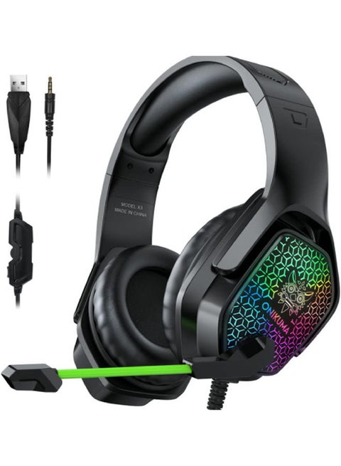 Onikuma X3 Gaming Headset with Mic and Noise Cancellation Headphone with LED Light