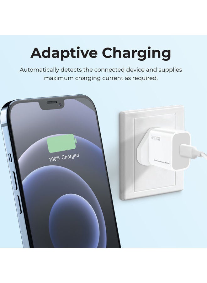 PROMATE - 20W USB-C Charger with Power Delivery, Ultra-Compact Fast Charge Type-C Wall Adapter with USB-C Power Delivery for Apple iPhone 12/12 Mini/12 Pro/12 Pro Max, iPad Pro, PowerPort20PD-UK White - Image 1