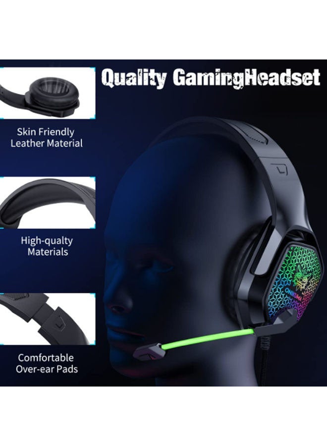 onikuma - Onikuma X3 Gaming Headset with Mic and Noise Cancellation Headphone with LED Light - Image 1