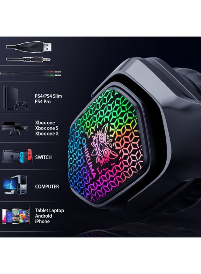 onikuma - Onikuma X3 Gaming Headset with Mic and Noise Cancellation Headphone with LED Light - Image 1